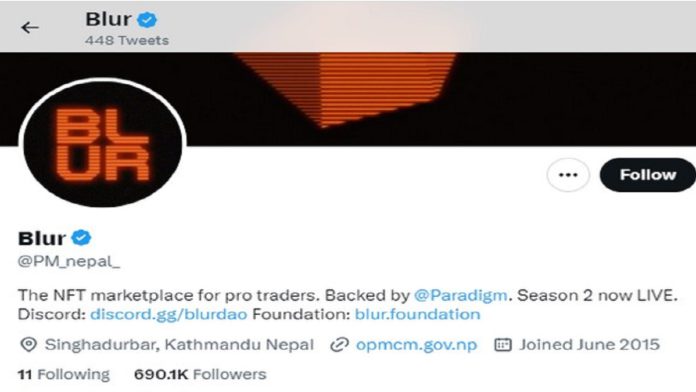 Nepal PM Twitter account